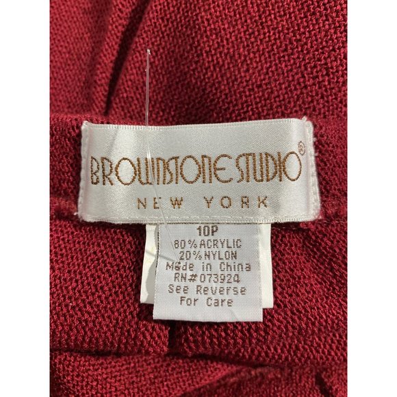 Brownstone Studio New York 10P Skirt Heavy Knit Fit Flare Brick Red Pleat Cute - Picture 5 of 7